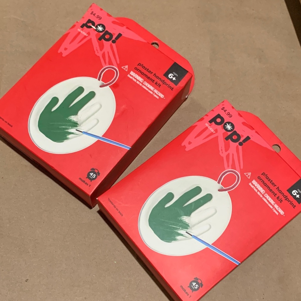 Two Plaster Handprint Ornament Kits NEW Holiday Kids Keepsakes